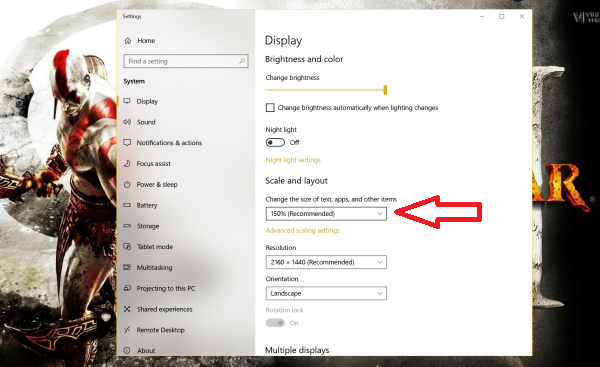 windows scale layout